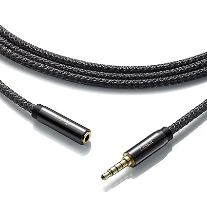 Zeskit Premium Jack Male to Female AUX Audio Extension Cable TRRS 4 Poles for Headphones with Mic Speakers 6ft
